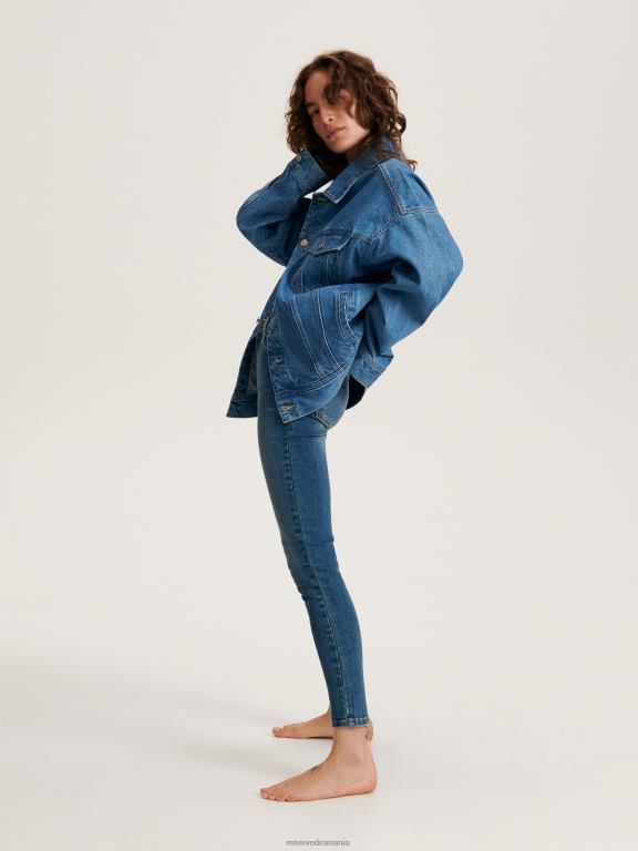 albastru oțel Reserved femei îmbrăcăminte împinge în sus blugii 648HZ739