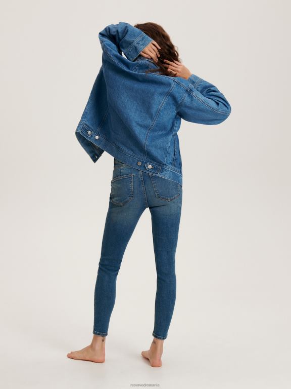 albastru oțel Reserved femei îmbrăcăminte împinge în sus blugii 648HZ739