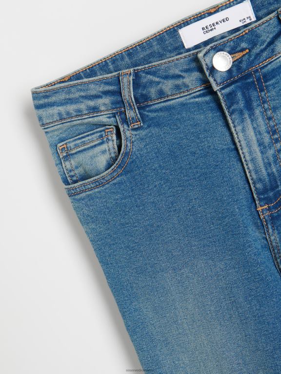 albastru oțel Reserved femei îmbrăcăminte împinge în sus blugii 648HZ739