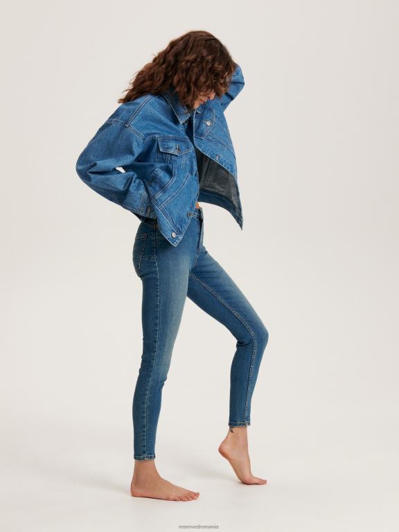 albastru oțel Reserved femei îmbrăcăminte împinge în sus blugii 648HZ740