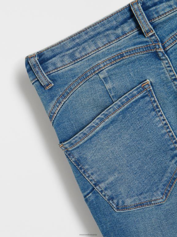 albastru oțel Reserved femei îmbrăcăminte împinge în sus blugii 648HZ740