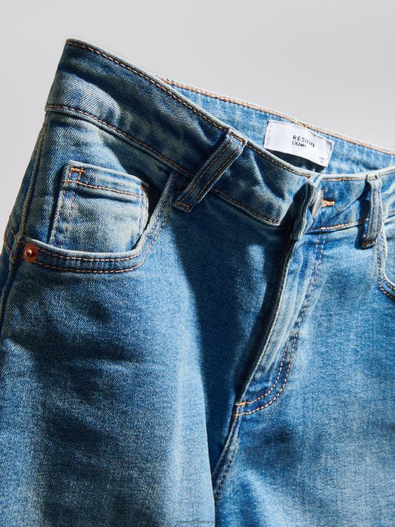 albastru oțel Reserved femei îmbrăcăminte împinge în sus blugii 648HZ740