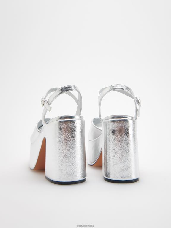 argint Reserved femei pantofi sandale cu pană 648HZ951