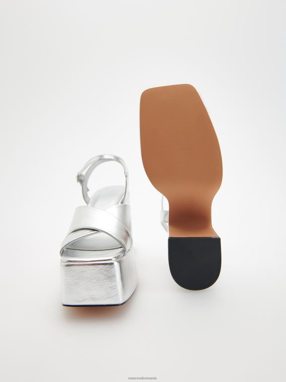 argint Reserved femei pantofi sandale cu pană 648HZ951