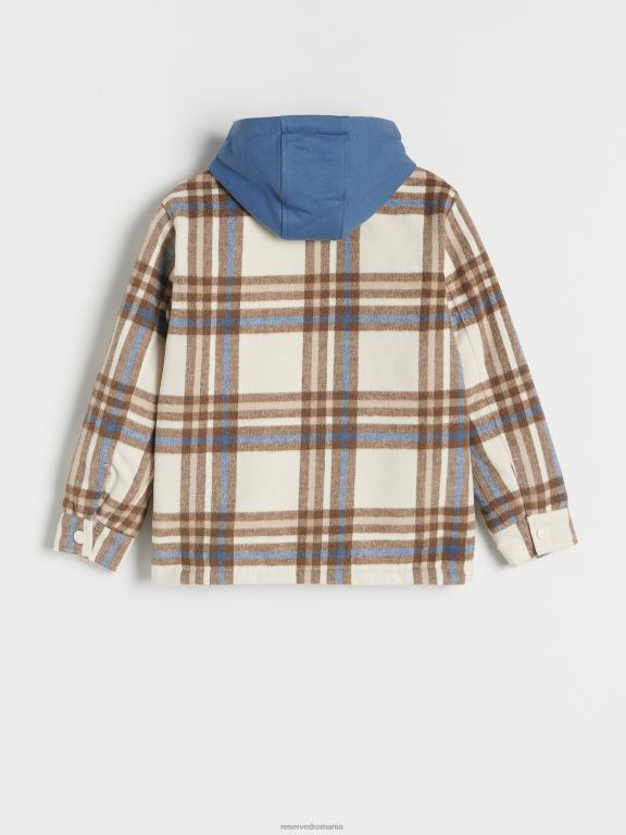 bej Reserved băieți îmbrăcăminte check shacket 648HZ2087