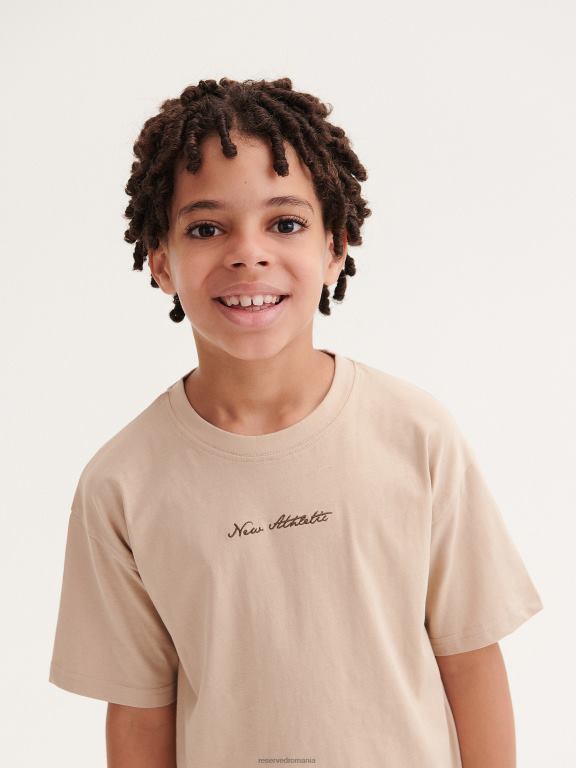 bej Reserved băieți îmbrăcăminte tricou cu detalii de broderie 648HZ2135