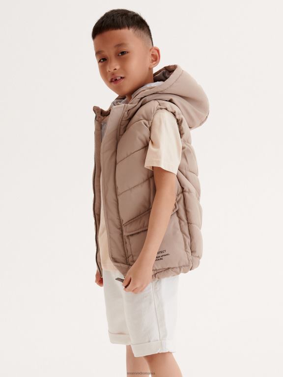 bej Reserved băieți îmbrăcăminte vestă matlasată cu glugă 648HZ2024