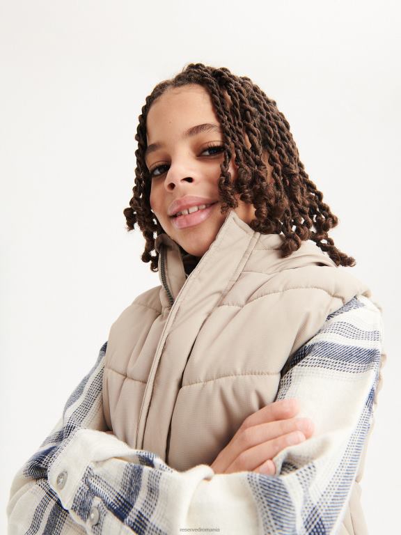 bej Reserved băieți îmbrăcăminte vestă matlasată cu glugă 648HZ2168