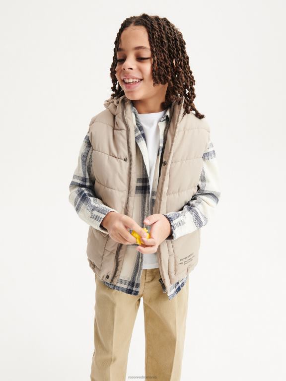 bej Reserved băieți îmbrăcăminte vestă matlasată cu glugă 648HZ2168