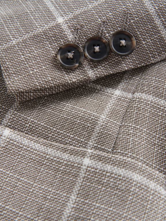 bej Reserved bărbați îmbrăcăminte blazer cu carouri slim fit 648HZ1617
