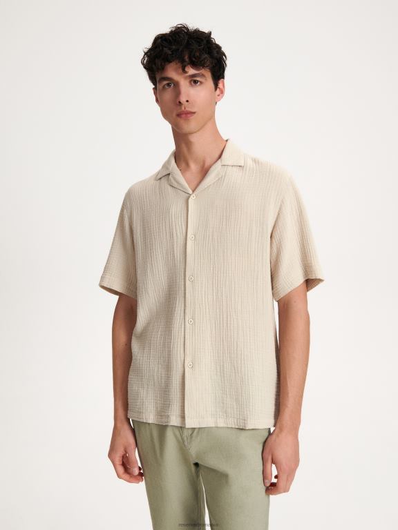 bej Reserved bărbați îmbrăcăminte cămașă cu potrivire obișnuită 648HZ1388