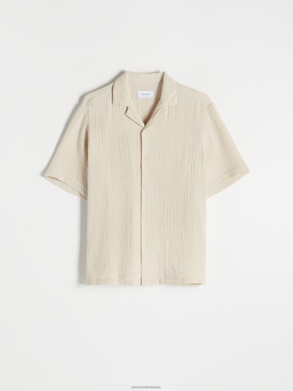 bej Reserved bărbați îmbrăcăminte cămașă cu potrivire obișnuită 648HZ1388