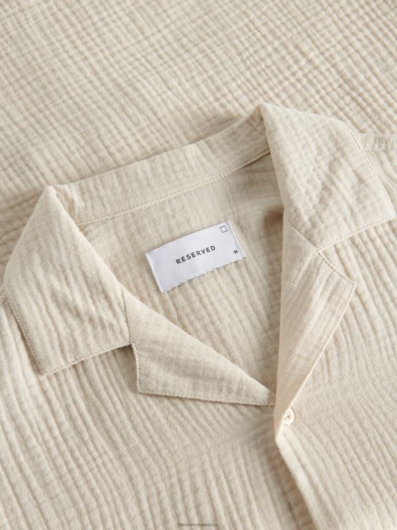 bej Reserved bărbați îmbrăcăminte cămașă cu potrivire obișnuită 648HZ1388