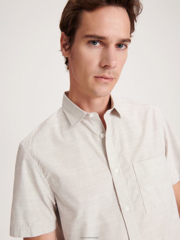 bej Reserved bărbați îmbrăcăminte cămașă cu potrivire obișnuită 648HZ1407