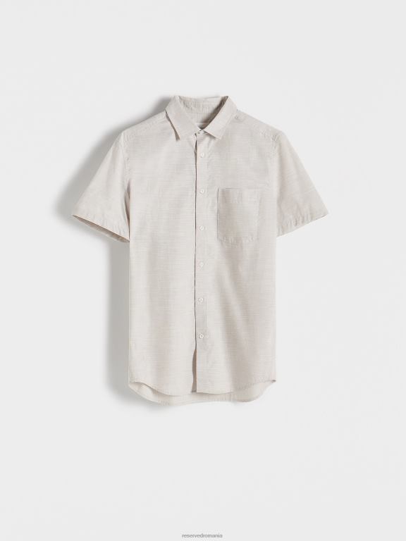 bej Reserved bărbați îmbrăcăminte cămașă cu potrivire obișnuită 648HZ1407