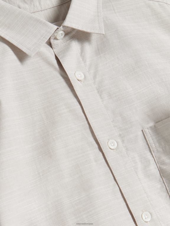 bej Reserved bărbați îmbrăcăminte cămașă cu potrivire obișnuită 648HZ1407