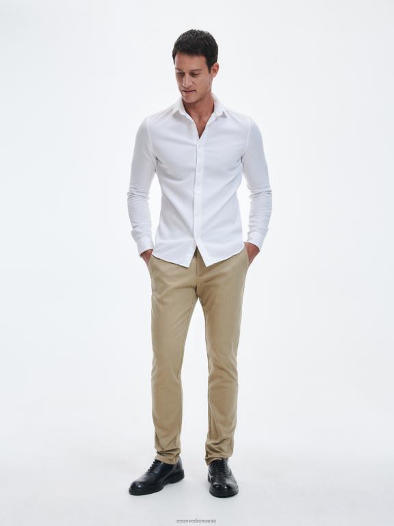 bej Reserved bărbați îmbrăcăminte pantaloni chino slim fit 648HZ1078