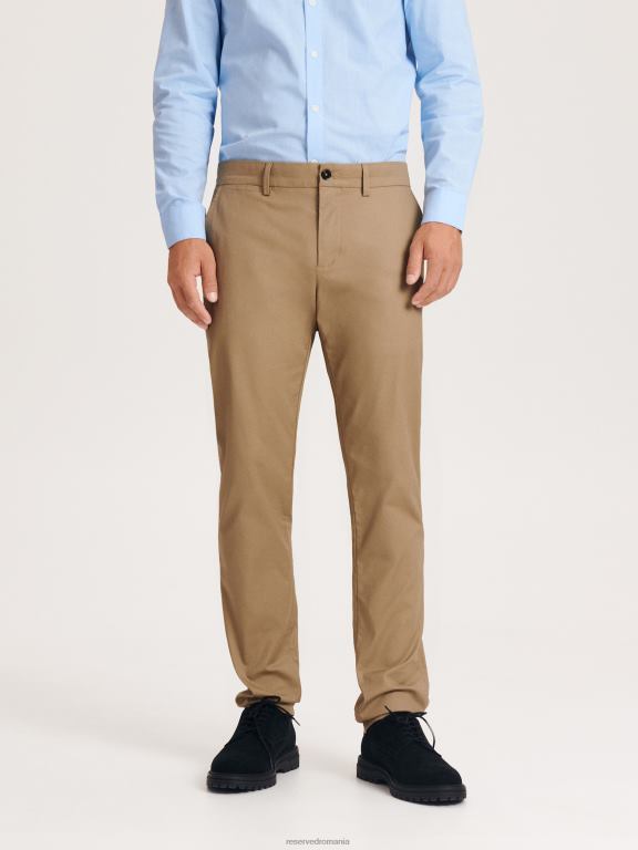 bej Reserved bărbați îmbrăcăminte pantaloni chino slim fit 648HZ1100