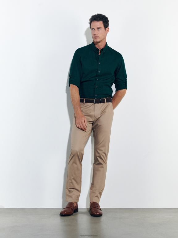 bej Reserved bărbați îmbrăcăminte pantaloni chino slim fit 648HZ1131