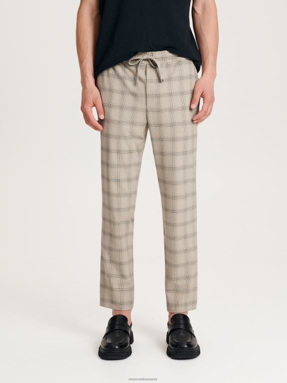 bej Reserved bărbați îmbrăcăminte pantaloni de jogging din amestec de vascoza 648HZ1521