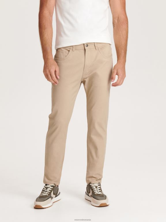 bej Reserved bărbați îmbrăcăminte pantaloni din bumbac slim fit 648HZ1123