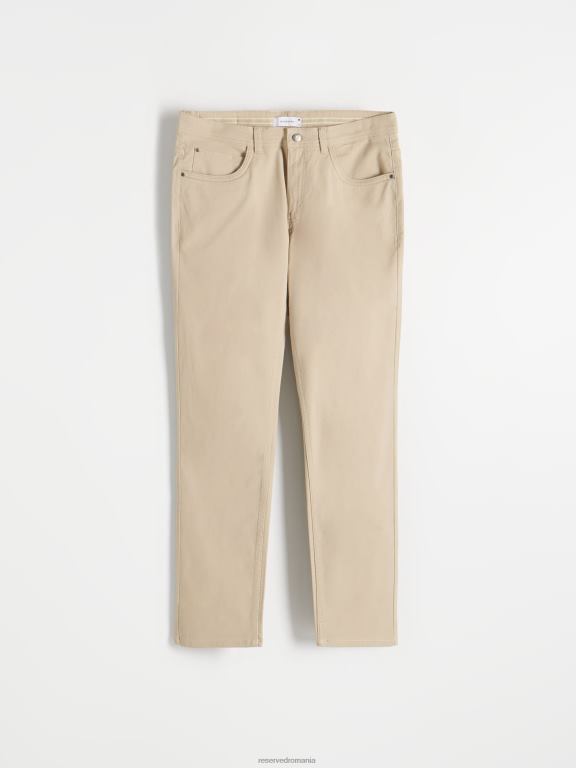 bej Reserved bărbați îmbrăcăminte pantaloni din bumbac slim fit 648HZ1123