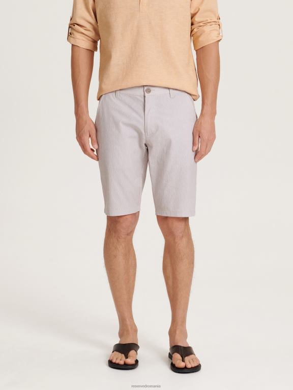 bej Reserved bărbați îmbrăcăminte pantaloni scurți din bumbac cu ajustare normală 648HZ1458