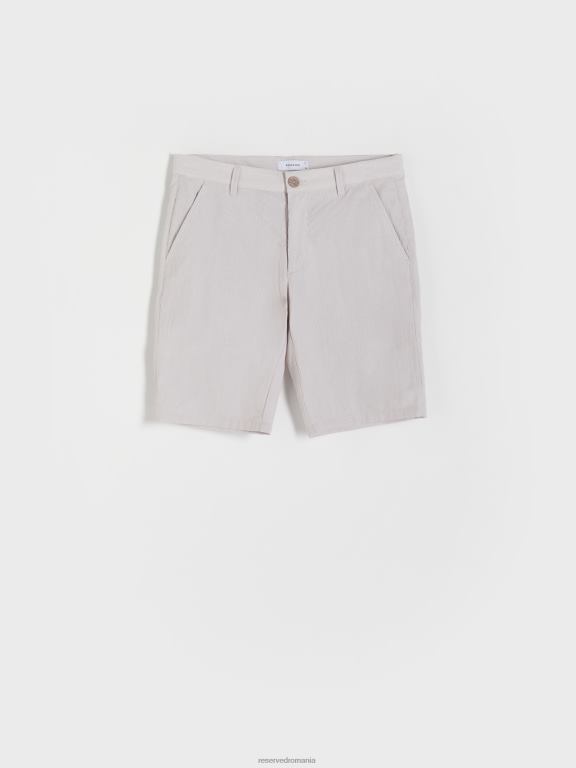 bej Reserved bărbați îmbrăcăminte pantaloni scurți din bumbac cu ajustare normală 648HZ1458