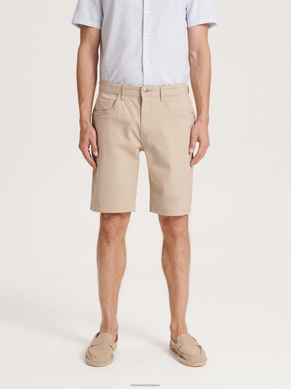 bej Reserved bărbați îmbrăcăminte pantaloni scurți slim fit 648HZ1456