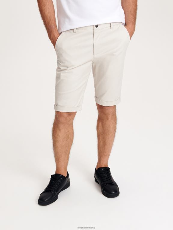 bej Reserved bărbați îmbrăcăminte pantaloni scurți subțiri bogati în bumbac 648HZ1420