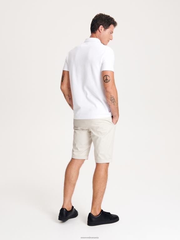 bej Reserved bărbați îmbrăcăminte pantaloni scurți subțiri bogati în bumbac 648HZ1420