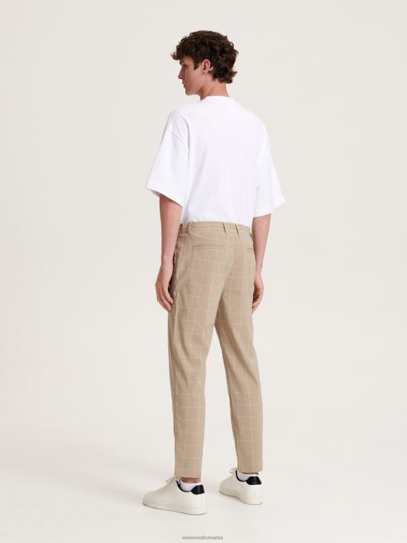 bej Reserved bărbați îmbrăcăminte pantaloni slim morcov 648HZ1107