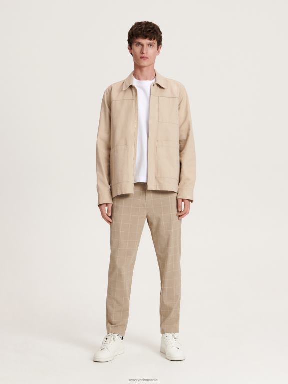 bej Reserved bărbați îmbrăcăminte pantaloni slim morcov 648HZ1107