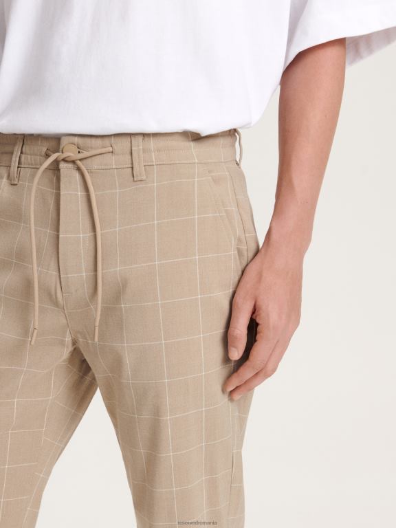 bej Reserved bărbați îmbrăcăminte pantaloni slim morcov 648HZ1107