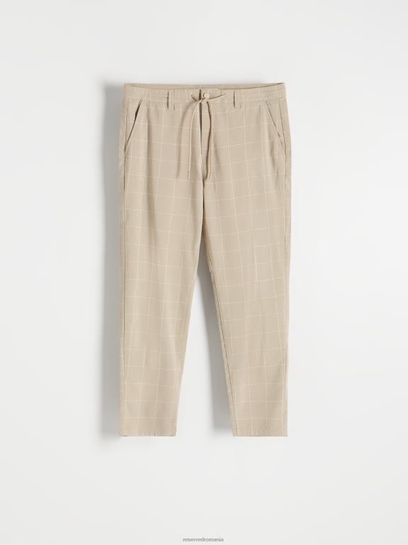 bej Reserved bărbați îmbrăcăminte pantaloni slim morcov 648HZ1107