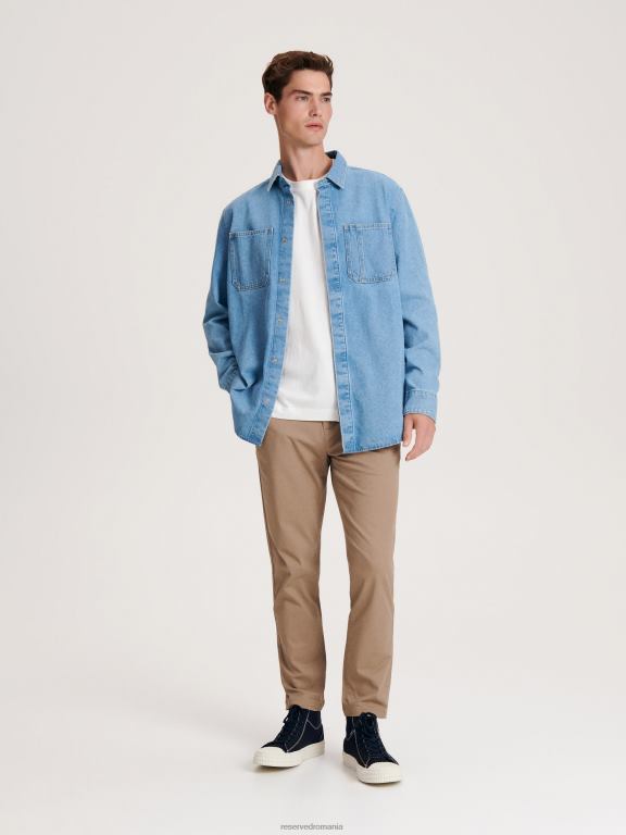 bej Reserved bărbați îmbrăcăminte pantaloni slim morcov 648HZ1480