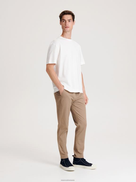 bej Reserved bărbați îmbrăcăminte pantaloni slim morcov 648HZ1480