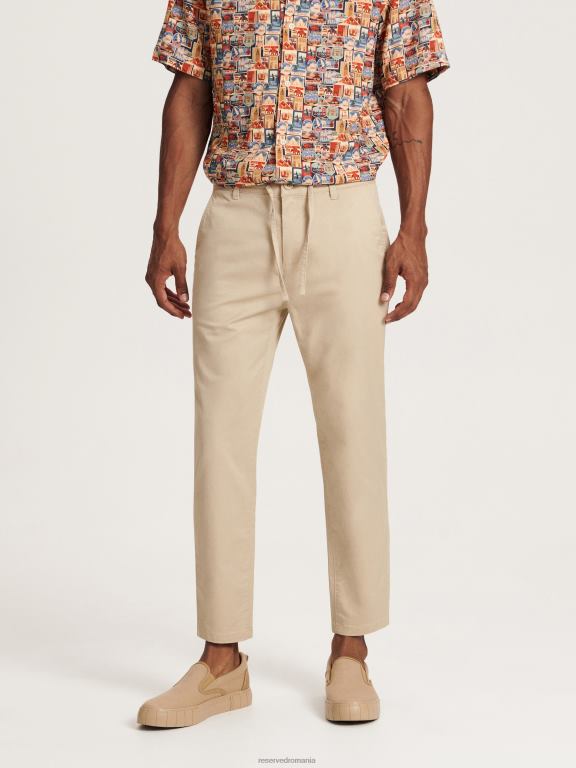 bej Reserved bărbați îmbrăcăminte pantaloni slim morcov 648HZ1500