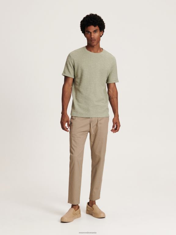 bej Reserved bărbați îmbrăcăminte pantaloni slim morcov 648HZ1517