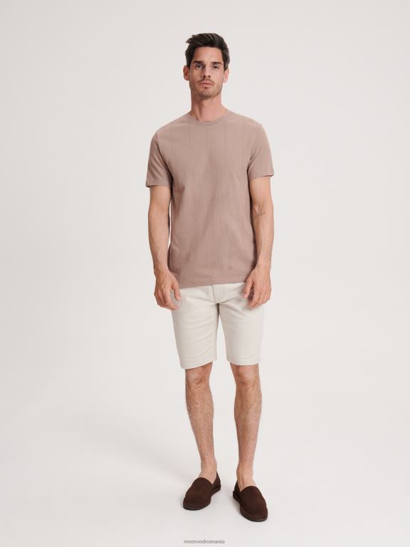 bej Reserved bărbați îmbrăcăminte stil de modă tricou cu potrivire obișnuită 648HZ1260