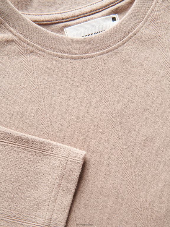 bej Reserved bărbați îmbrăcăminte stil de modă tricou cu potrivire obișnuită 648HZ1260