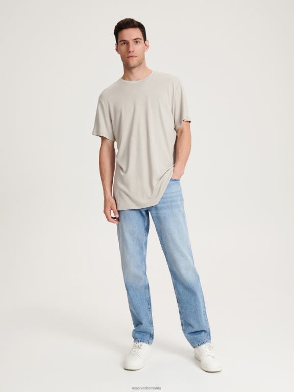 bej Reserved bărbați îmbrăcăminte stil de modă tricou cu potrivire obișnuită 648HZ1272