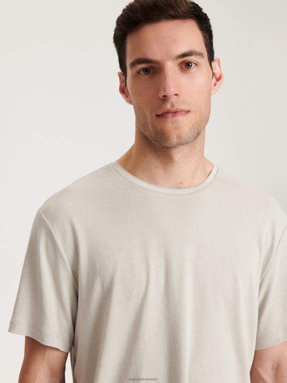 bej Reserved bărbați îmbrăcăminte stil de modă tricou cu potrivire obișnuită 648HZ1272