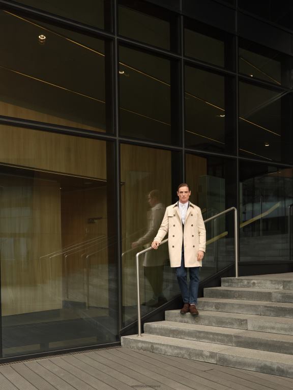 bej Reserved bărbați îmbrăcăminte trenci scurt cu centura 648HZ1628