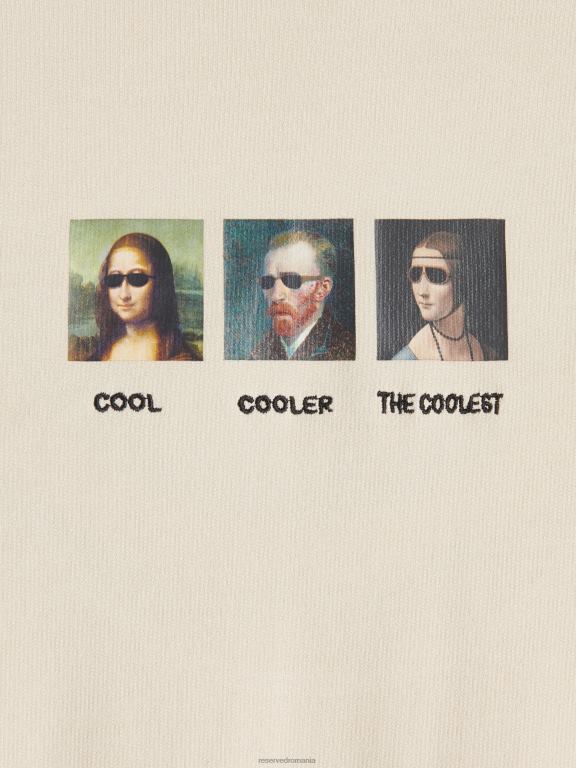 bej Reserved bărbați îmbrăcăminte tricou confortabil cu imprimeu regulat 648HZ1162