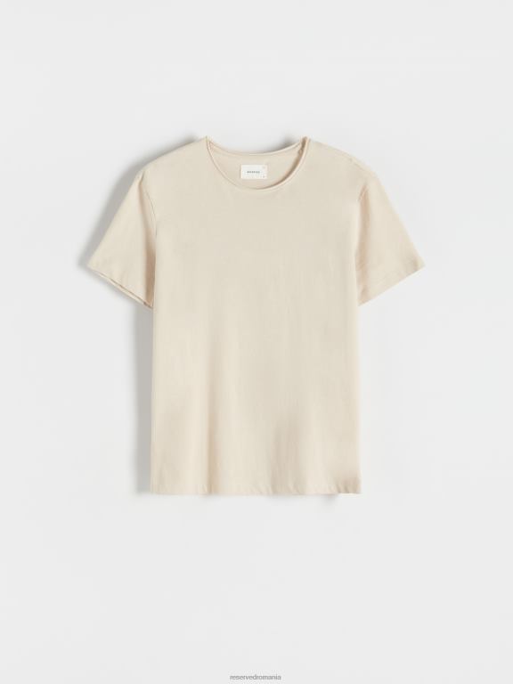 bej Reserved bărbați îmbrăcăminte tricou cu croială normală cu amestec de in 648HZ1271