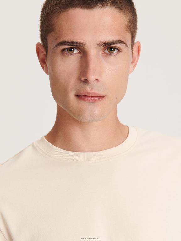 bej Reserved bărbați îmbrăcăminte tricou cu potrivire regulata 648HZ1229