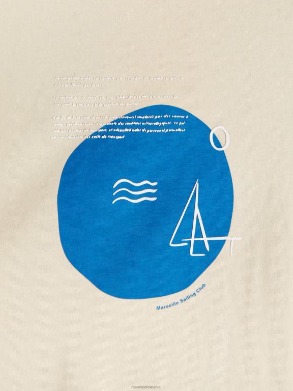 bej Reserved bărbați îmbrăcăminte tricou la modă cu imprimeu cu fit regulat 648HZ1294