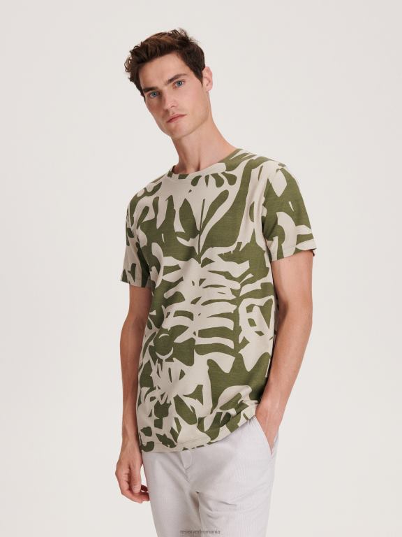 bej Reserved bărbați îmbrăcăminte tricou nou regular cu imprimeu 648HZ1221