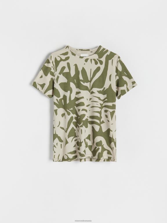 bej Reserved bărbați îmbrăcăminte tricou nou regular cu imprimeu 648HZ1221